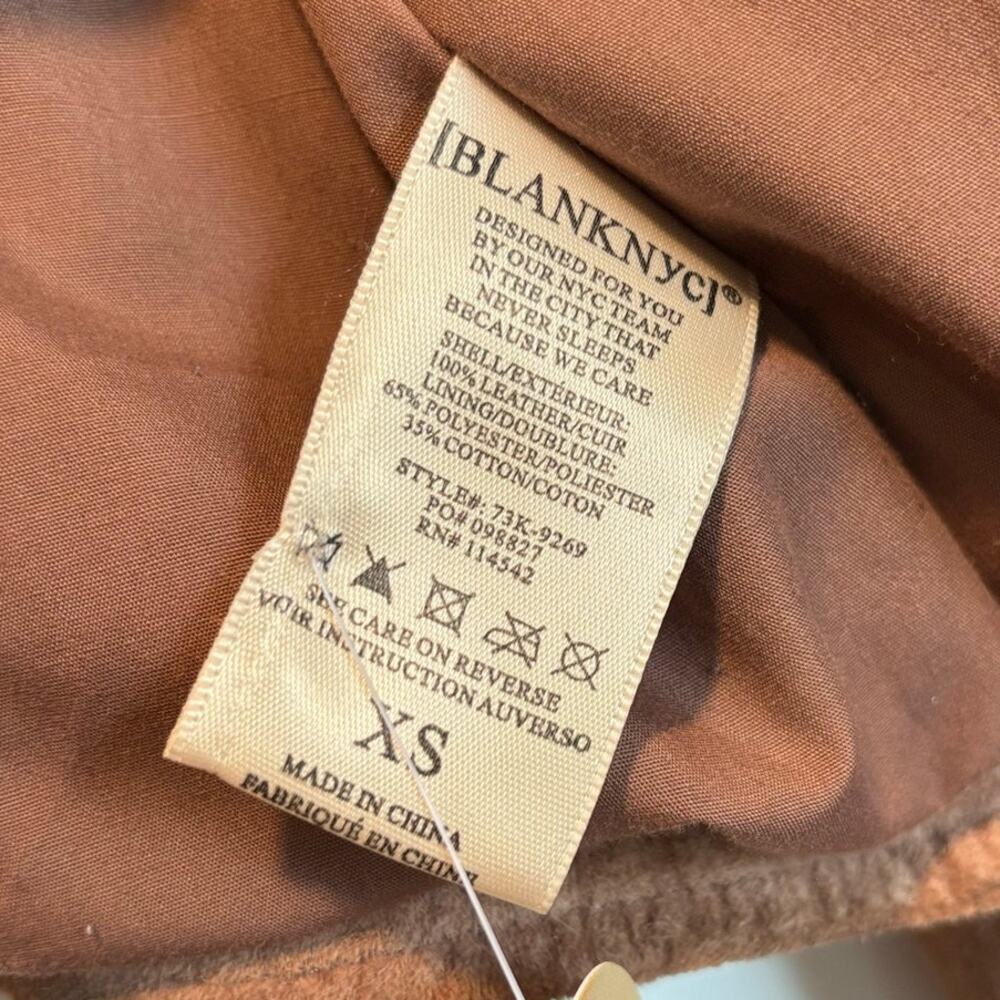 BlankNYC Genuine Suede Leather Moto Jacket XS Camel Tan Cropped Biker Motorcycle - Picture 3 of 6